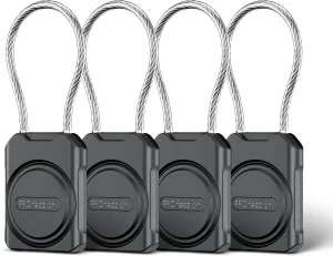 PROfezzion 4-Pack Secure Air Tag Holder with Metal Wire Cable for Luggage, IPX8 Waterproof Hard Shell Hidden Air Tag Case with Allen Key Locking System for Travel Suitcase, Backpack, Keys, Pets & More