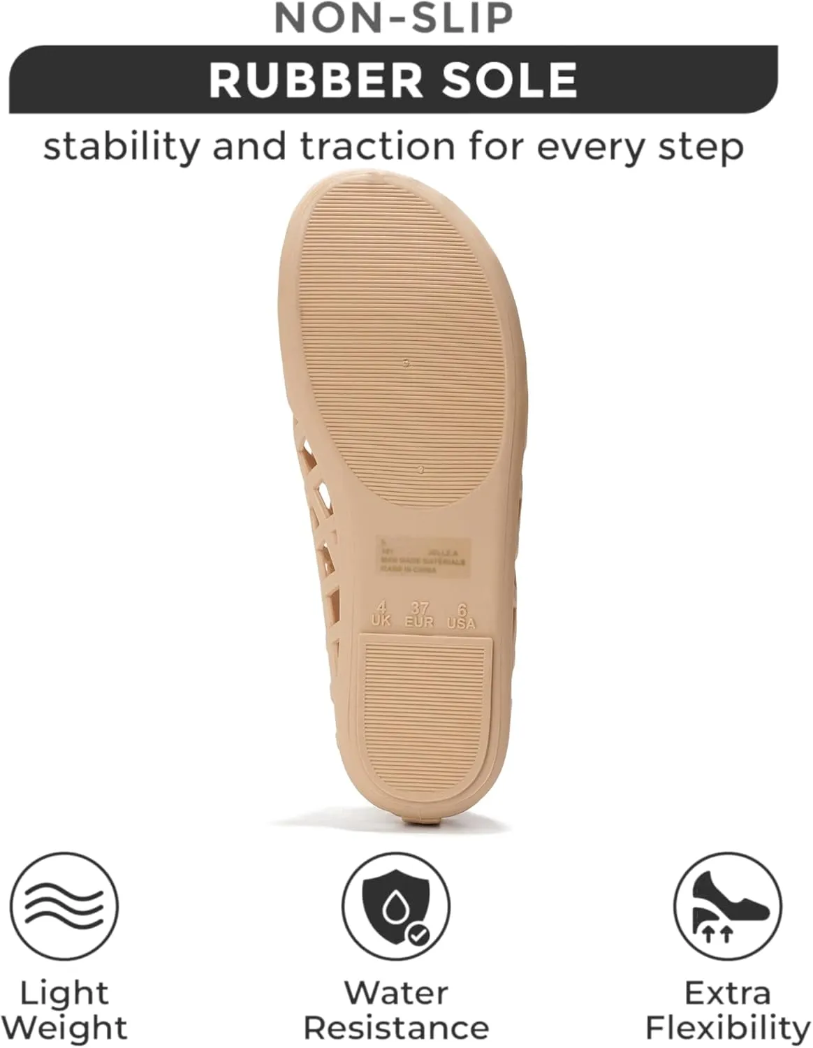 Project Cloud Jelly Shoes for Women - Lightweight & Water-Resistant Women's Flats Sandals - Non Slip Womens Shoes - Perfect Summer Jelly Flats for Women 2025 (Jellz)