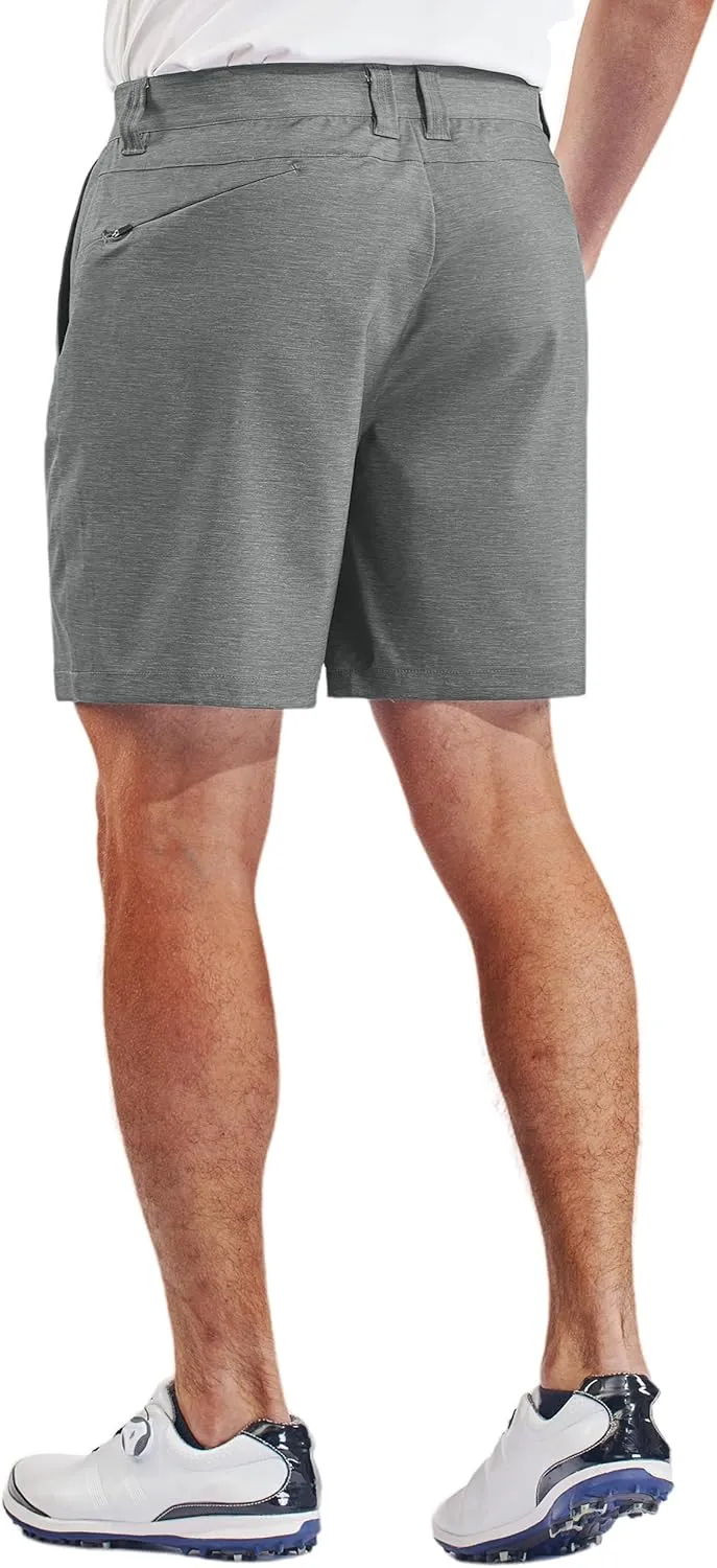 PULI Men's Golf Dress Shorts Flat Front Hybrid 7 Inch Lightweight Quick Dry Chino Casual with Pockets