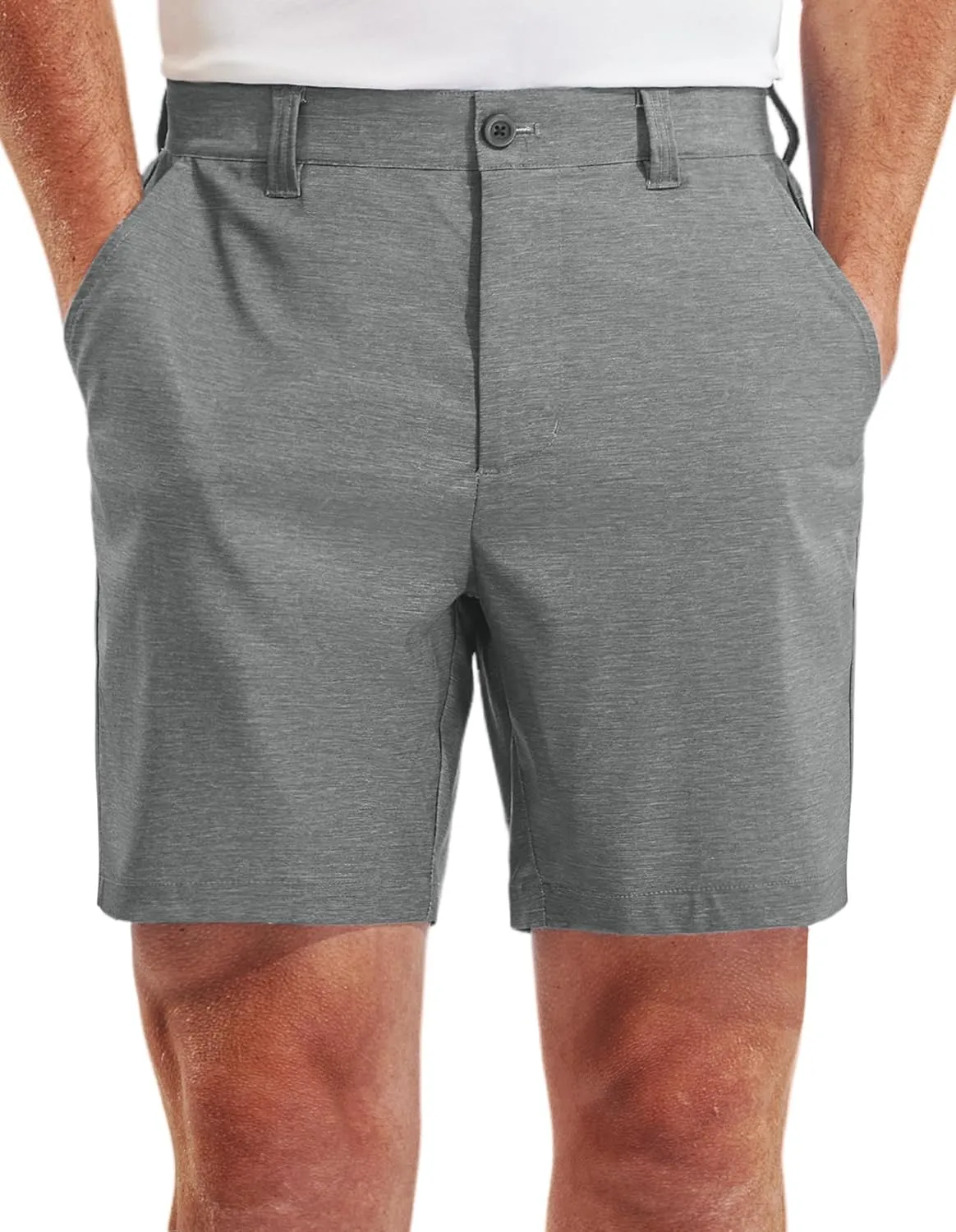 PULI Men's Golf Dress Shorts Flat Front Hybrid 7 Inch Lightweight Quick Dry Chino Casual with Pockets