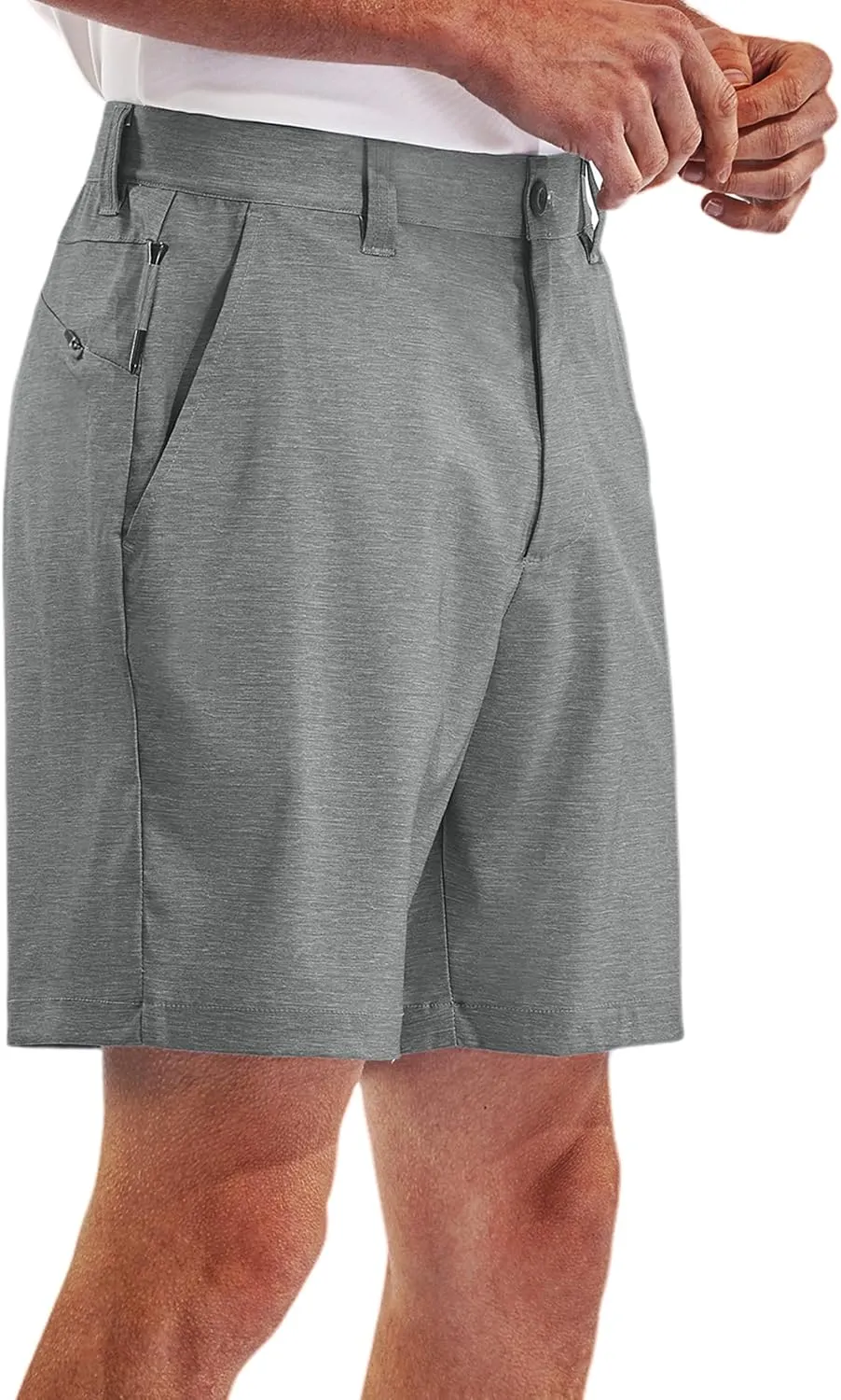 PULI Men's Golf Dress Shorts Flat Front Hybrid 7 Inch Lightweight Quick Dry Chino Casual with Pockets