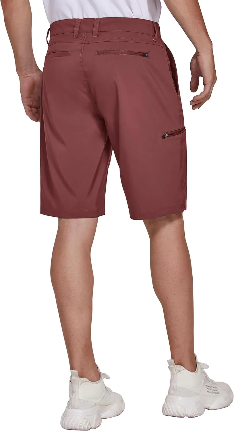 PULI Men's Golf Hybrid Dress Shorts Casual Summer Stretch Flat Front Lightweight Hiking Shorts Quick Dry with Pockets