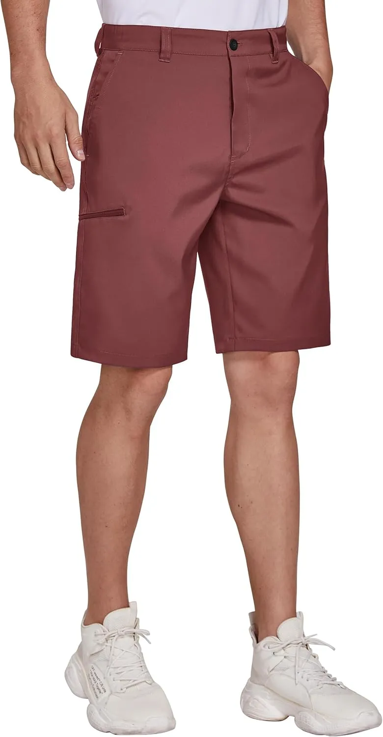 PULI Men's Golf Hybrid Dress Shorts Casual Summer Stretch Flat Front Lightweight Hiking Shorts Quick Dry with Pockets