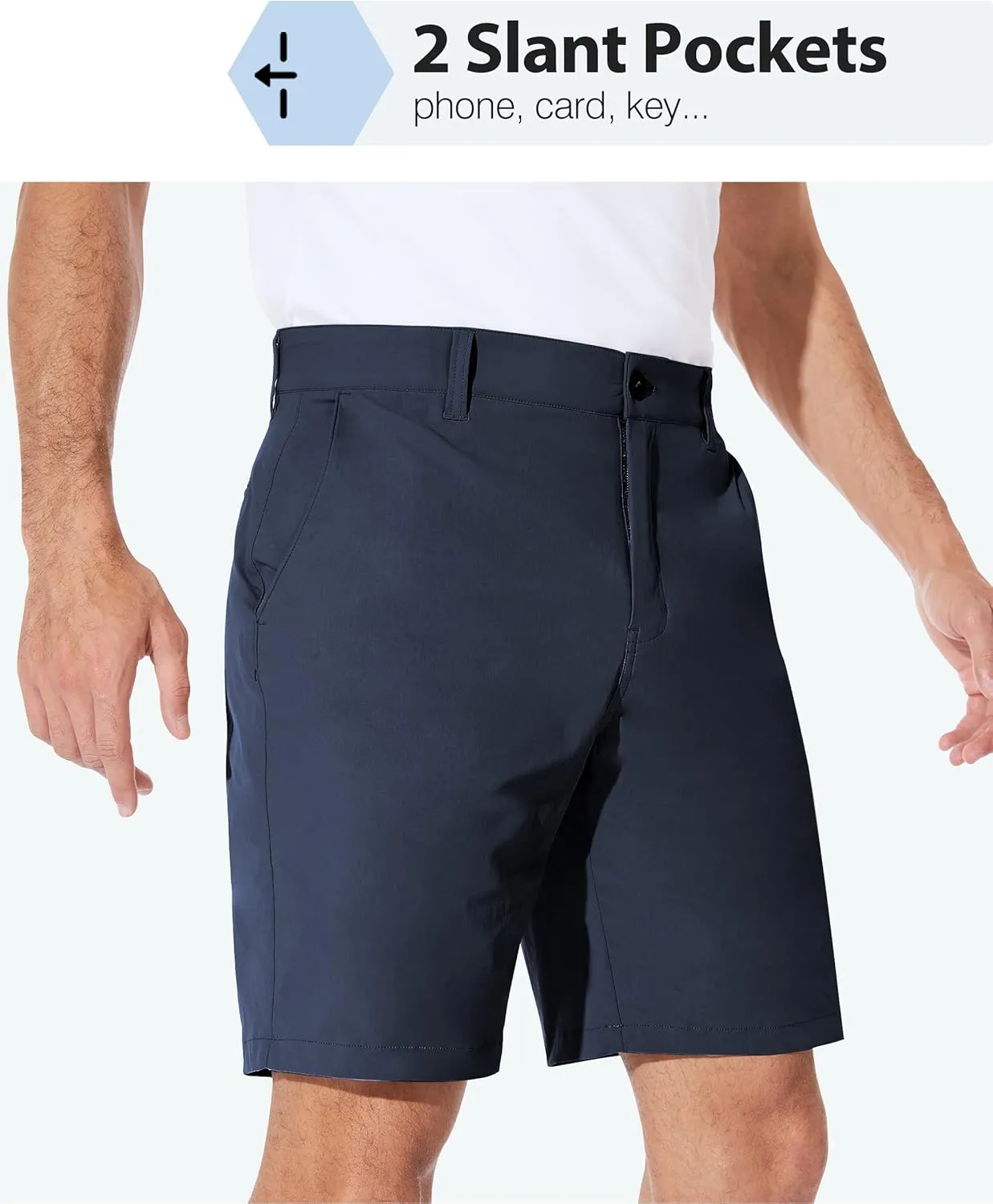 PULI Men's Golf Shorts Dress Flat Front Hybrid 7 Inch Stretch Lightweight Quick Dry Chino Casual with Pockets