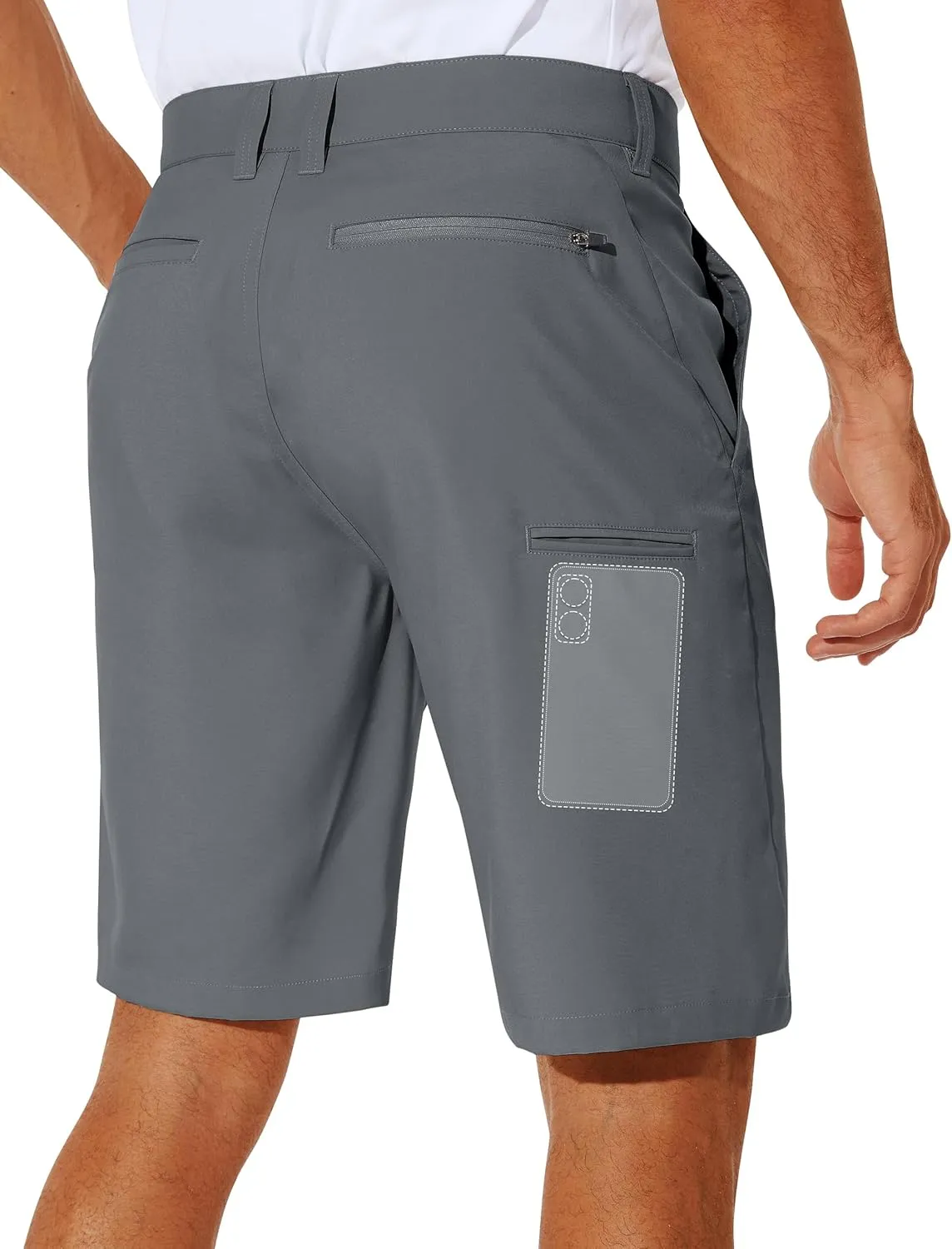 PULI Men's Stretch Golf Short Quick Dry Dress Casual Lightweight Flat Front 10" Summer Hybrid Shorts with Pockets