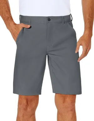 PULI Men's Stretch Golf Short Quick Dry Dress Casual Lightweight Flat Front 10" Summer Hybrid Shorts with Pockets