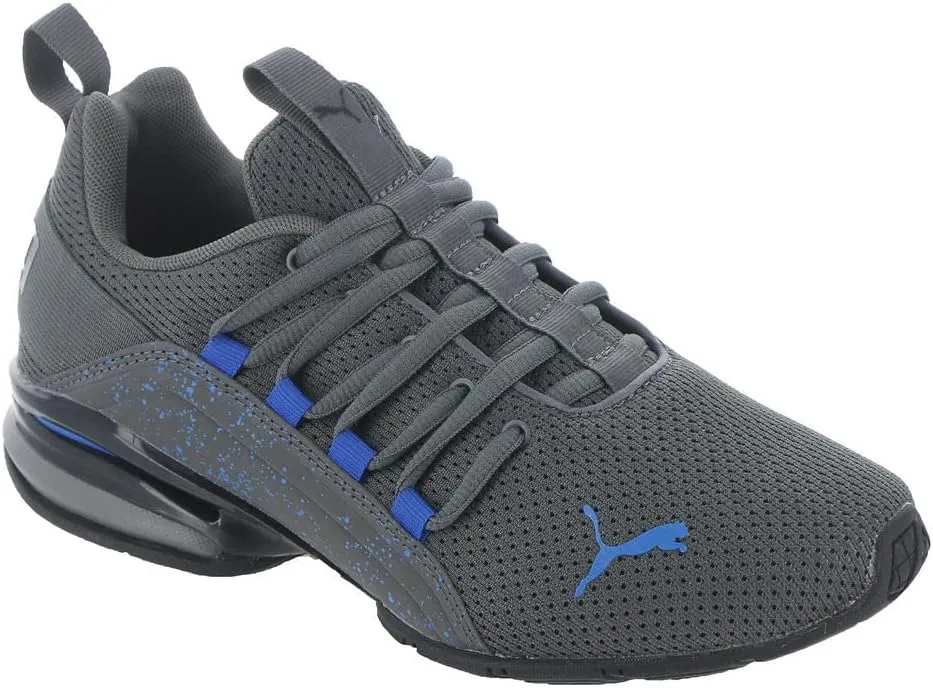 PUMA Cross Training Shoes Axelion Spirit Sneaker, 4.5 US Unisex Big Kid, Castlerock Black-Victoria Blue