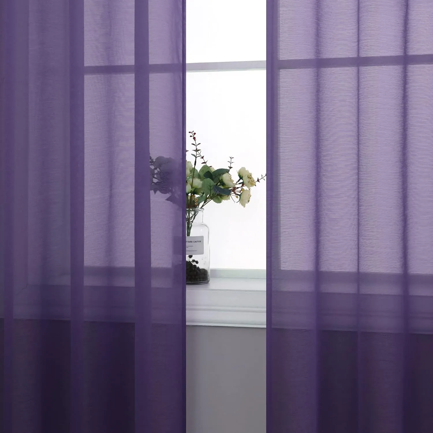 Purple Sheer Curtains 63 Inches Long for Girls Kids Bedroom Grommet Violet Plum Royal Dark Purple Curtain Window Voile Drapes for Living Room Women Decorations 63 Inch Length Set 2 Panels