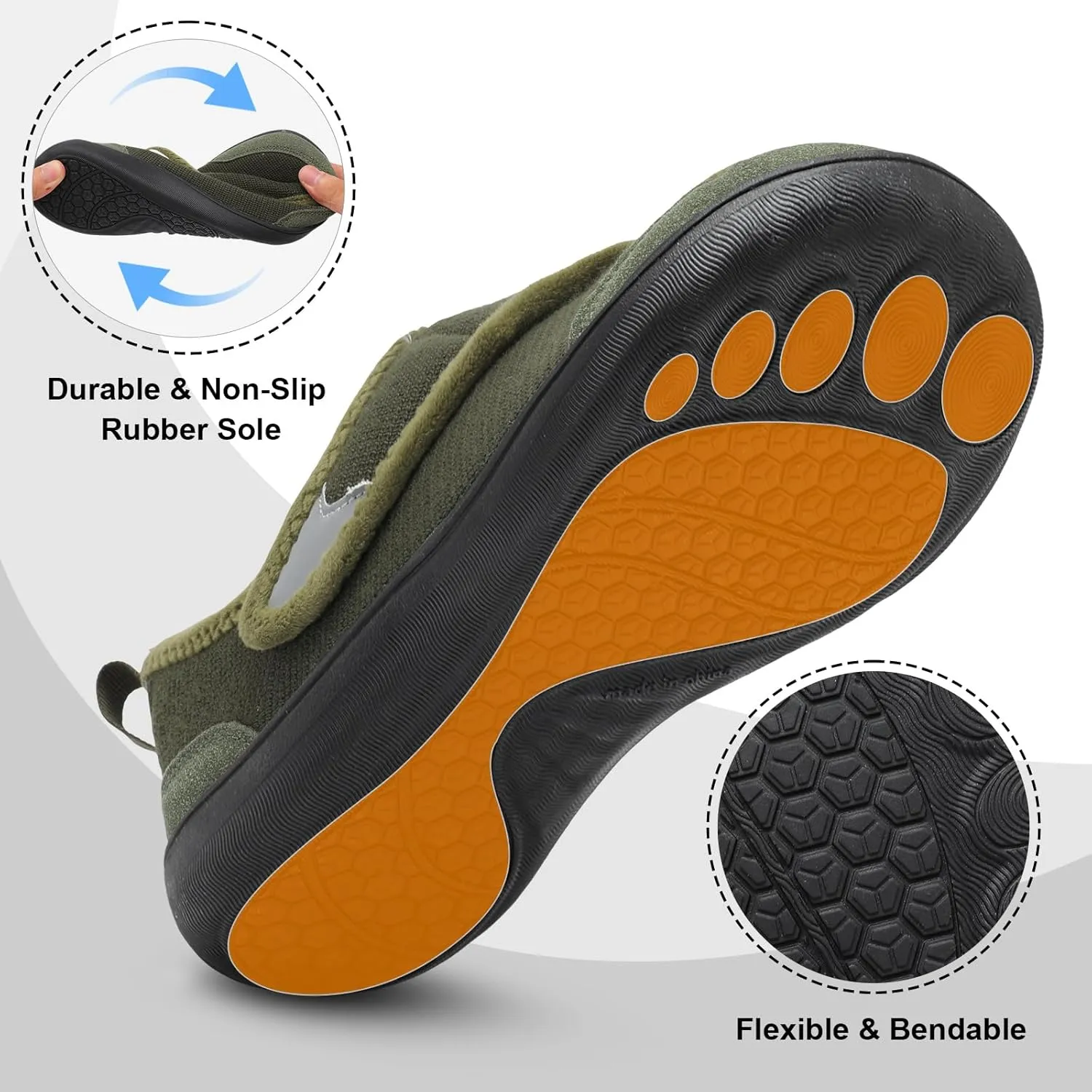 QFH Cozy Slippers for Women & Men - Wide, Diabetic, Barefoot Walking Shoes - Non-Slip, Soft Lining, Comfy House Shoes