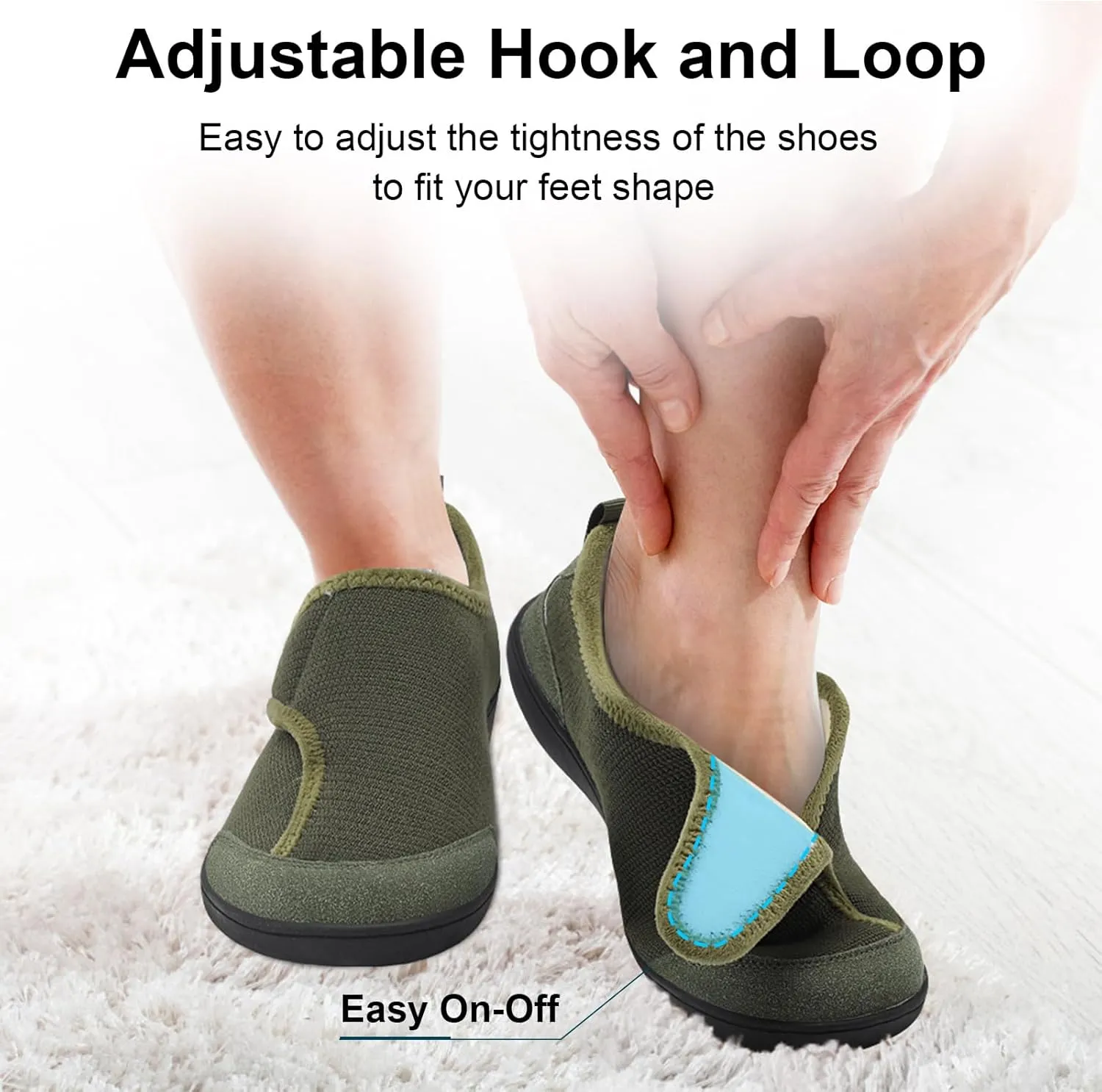 QFH Cozy Slippers for Women & Men - Wide, Diabetic, Barefoot Walking Shoes - Non-Slip, Soft Lining, Comfy House Shoes