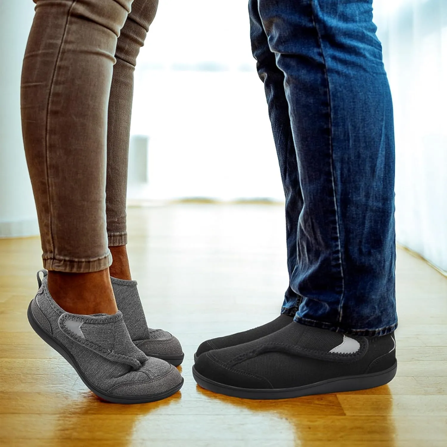 QFH Cozy Slippers for Women & Men - Wide, Diabetic, Barefoot Walking Shoes - Non-Slip, Soft Lining, Comfy House Shoes
