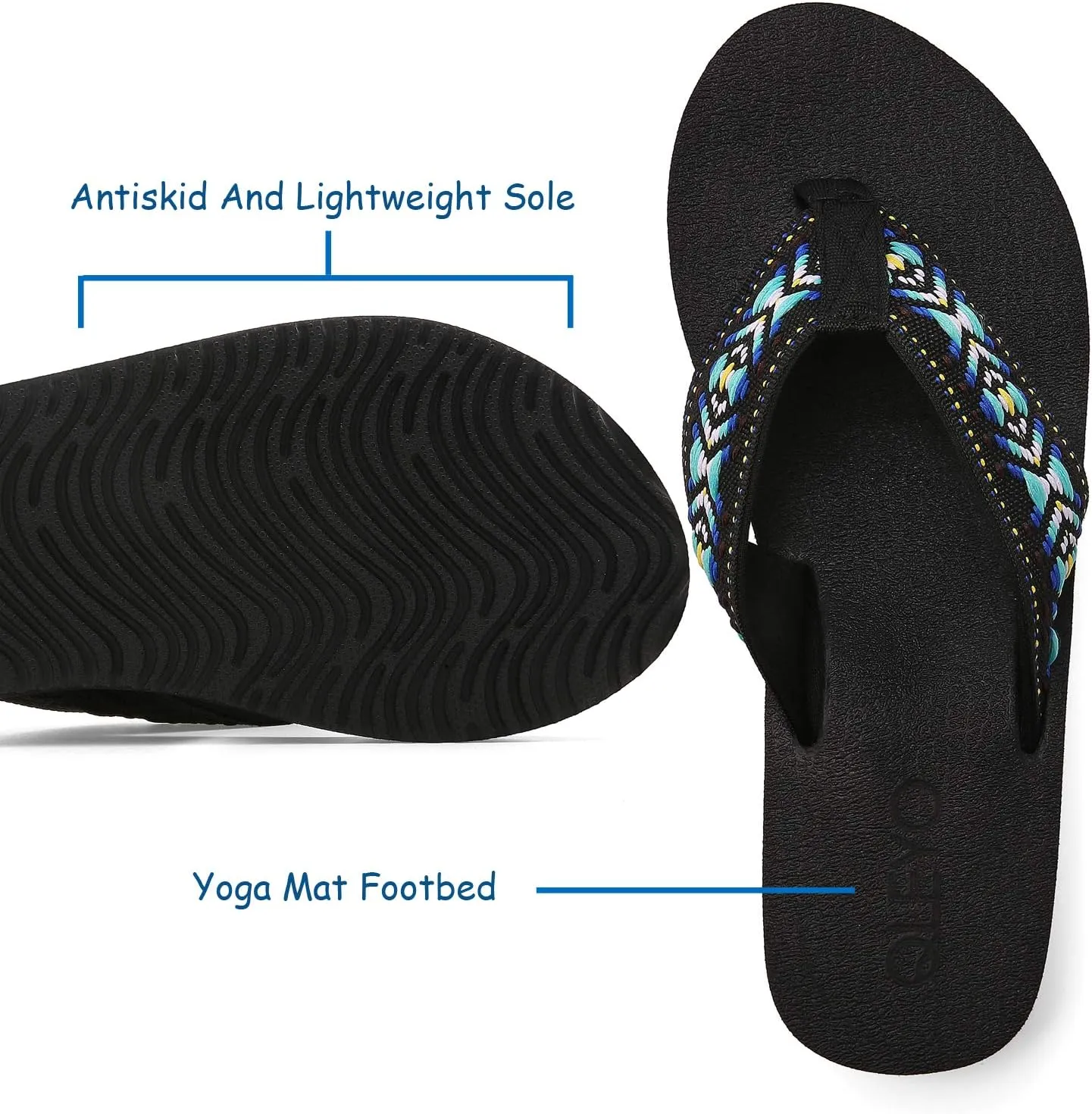 QLEYO Women's Platform Flip Flop with Arch Support, Comfortable Yoga Mat Wedge Flip-Flops, Athletic Walking Thong Slippers for Vacation/Shopping Mall/Wandering/Gathering