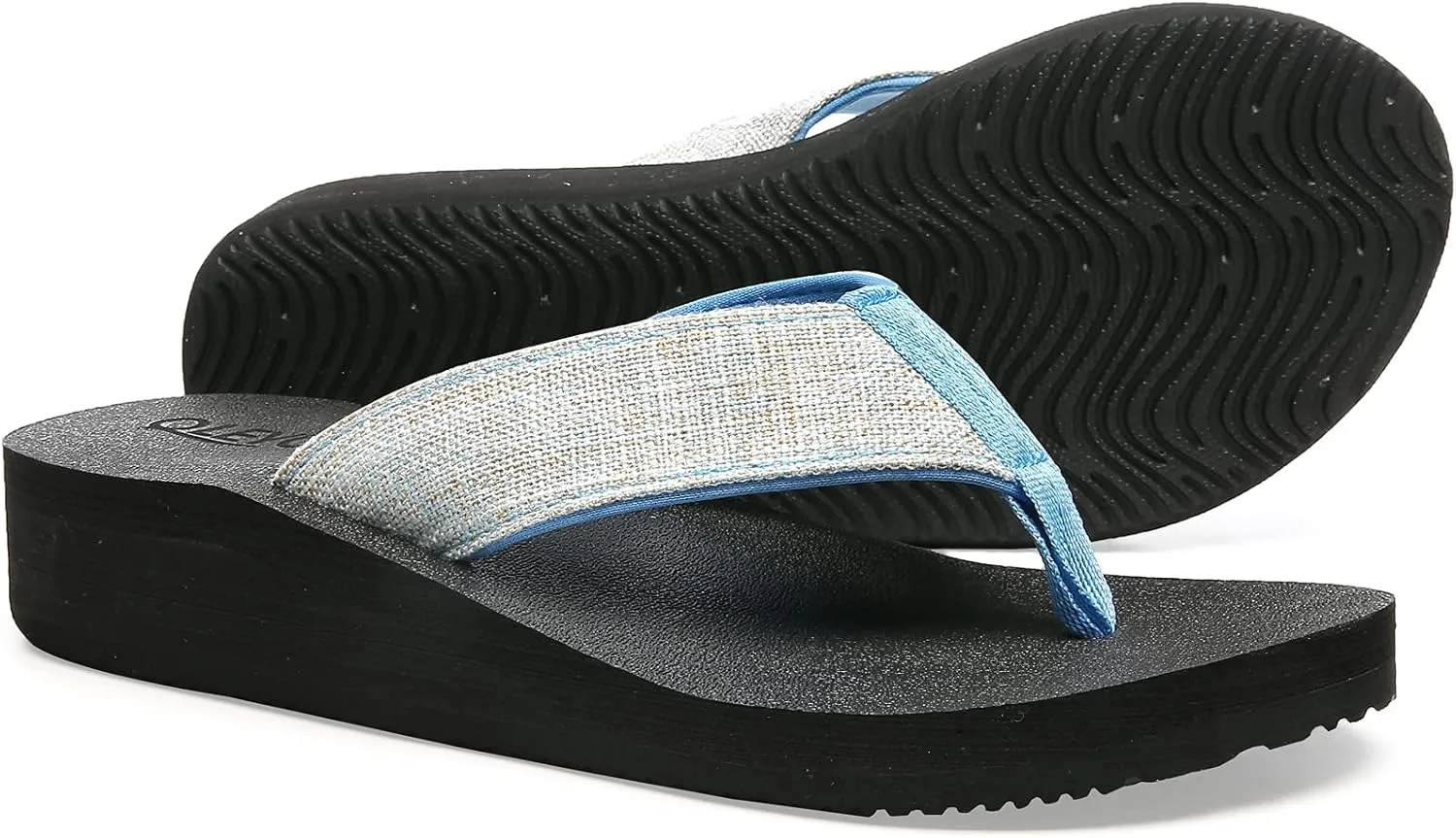 QLEYO Women's Platform Flip Flop with Arch Support, Comfortable Yoga Mat Wedge Flip-Flops, Athletic Walking Thong Slippers for Vacation/Shopping Mall/Wandering/Gathering