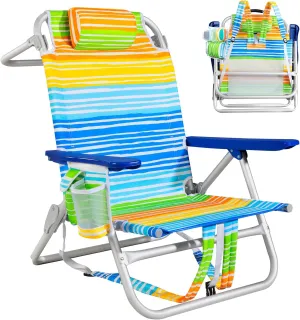 Rainbow Beach Chair for Adults | Folding | Heavy Duty | Adjustable Lay Flat, Lightweight | Outdoor