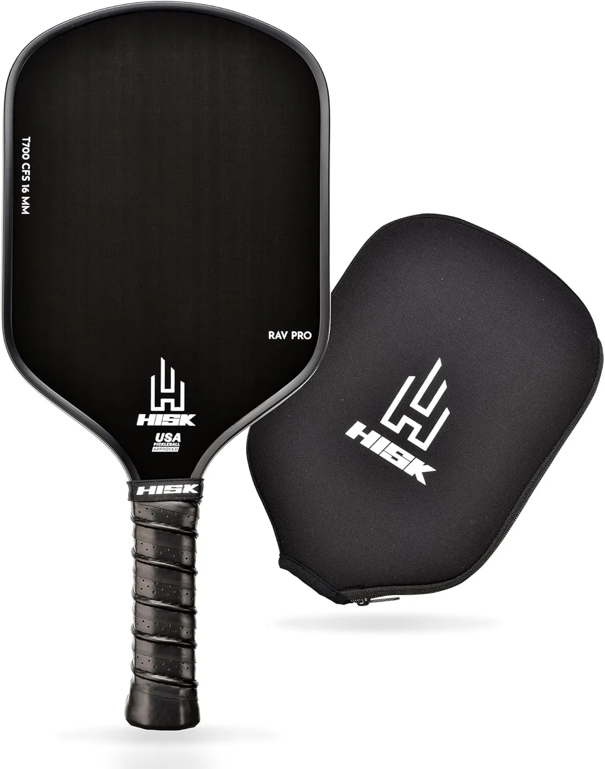 RAV PRO Pickleball Paddle - Ultimate HIGH END 16mm Japanese Toray T700 Raw Carbon Fiber CFS w/Excellent GRIT Roughness Texture, Aero Dynamic Curve, USAPA Approved, Non Slip Grip