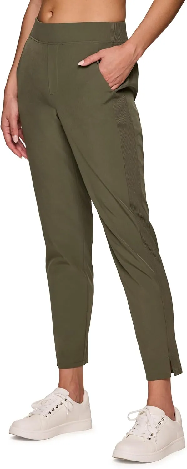 RBX Women's Ankle Pant, Quick Drying Lightweight Stretch Woven Flat-Front Straight Leg Pants