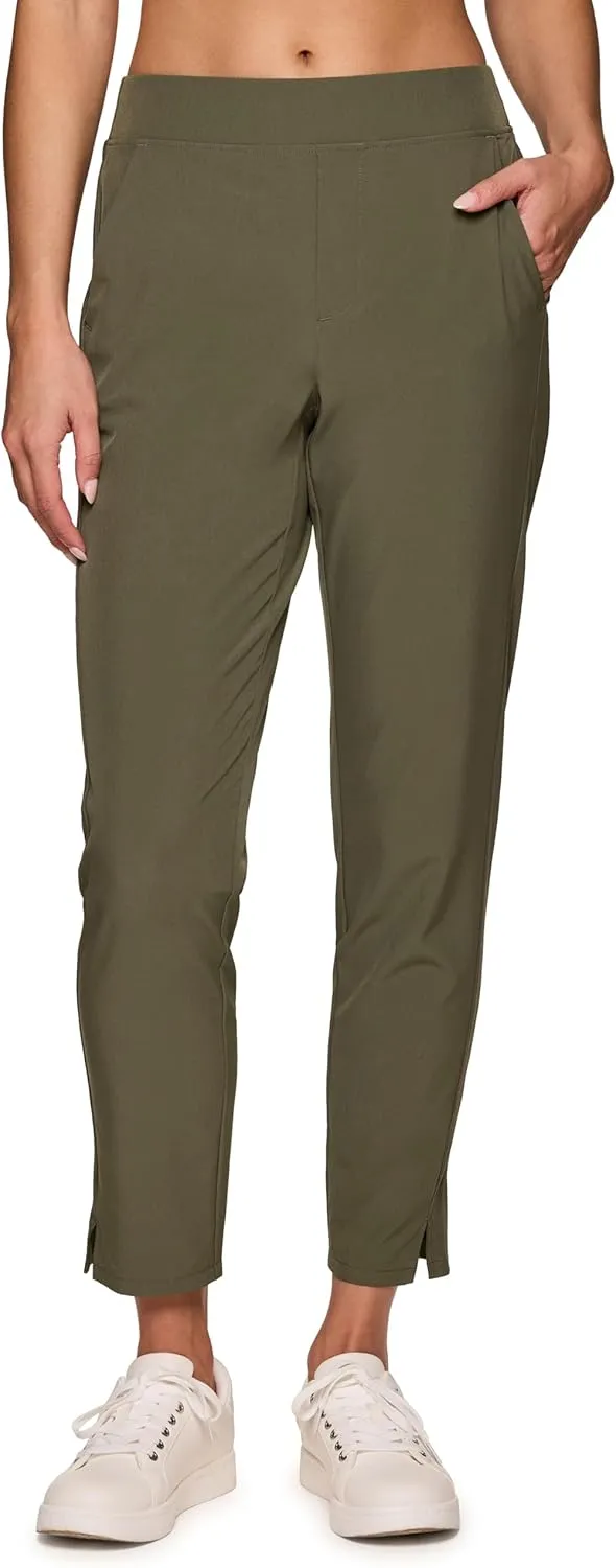 RBX Women's Ankle Pant, Quick Drying Lightweight Stretch Woven Flat-Front Straight Leg Pants