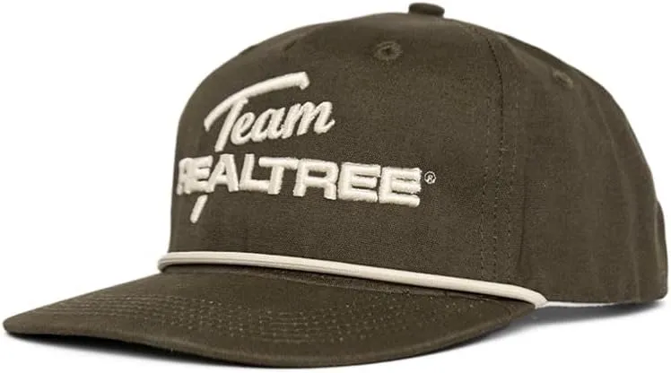 Realtree Camo Rope Hat – Vintage Flat Brim, Adjustable Snapback, Lightweight Outdoor Cap for Hunting, Fishing, and Boating