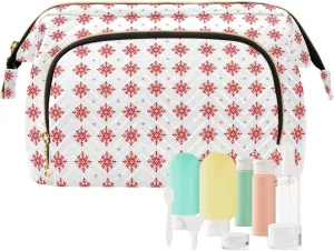 Red Snowflake Classical Chinese Style Travel Bag Lightweight Cosmetic Travel Bag Women's Coin Purse for Make Up