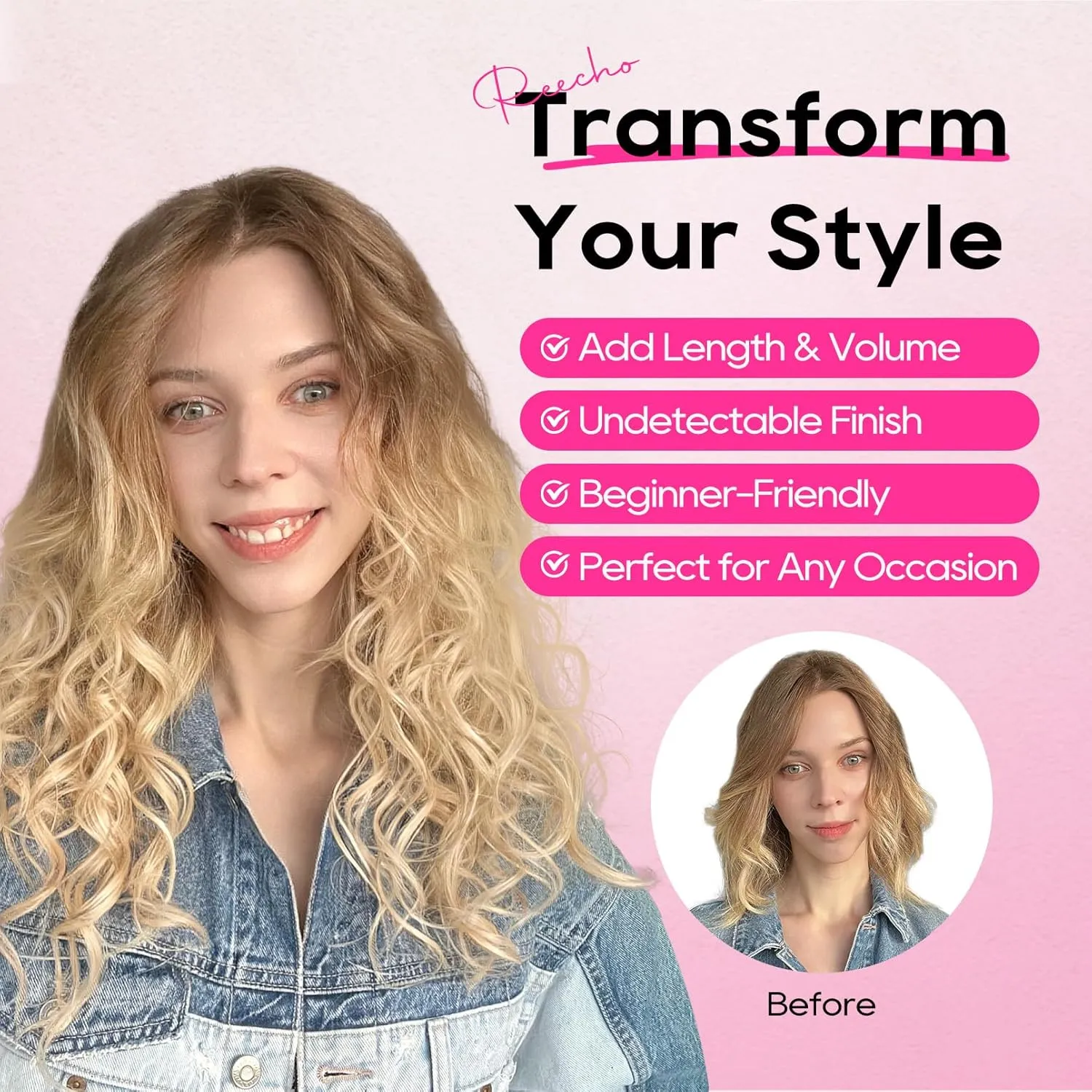 REECHO Curly Hair Extensions, 4PCS 16 inch Clip in Hair Extensions Lace Weft Short Curly Hair Extensions Clip Ins Invisible Natural Hairpieces for Women, Chocolate Brown