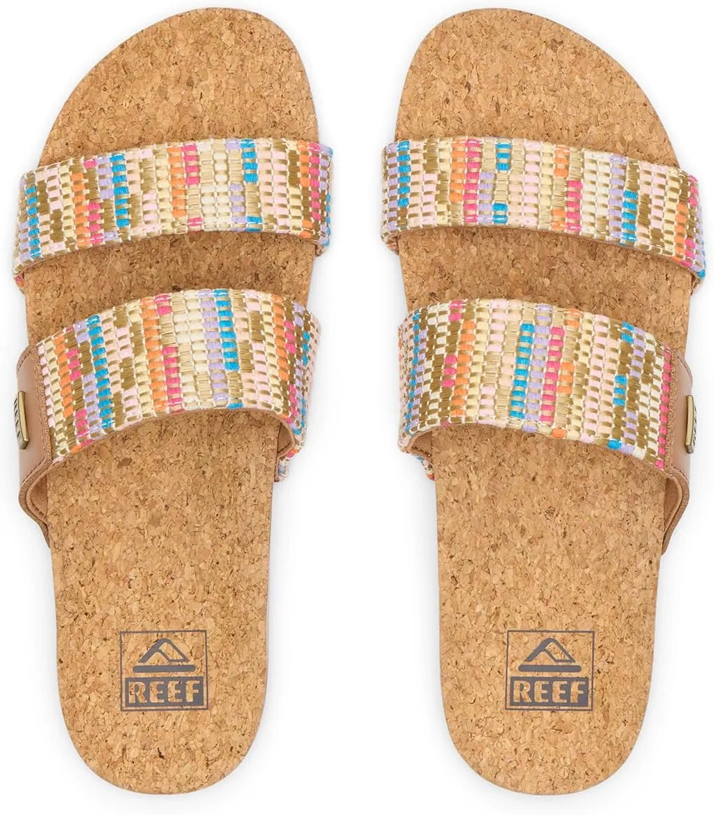 Reef Women's Cushion Vista Fashion Slide Sandal, Vegan Leather Strap, Soft Footbed