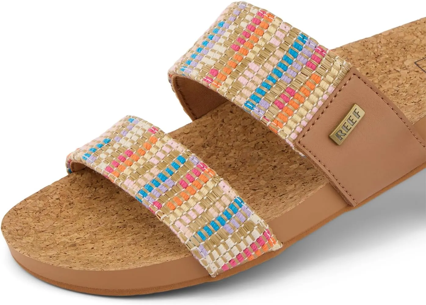 Reef Women's Cushion Vista Fashion Slide Sandal, Vegan Leather Strap, Soft Footbed