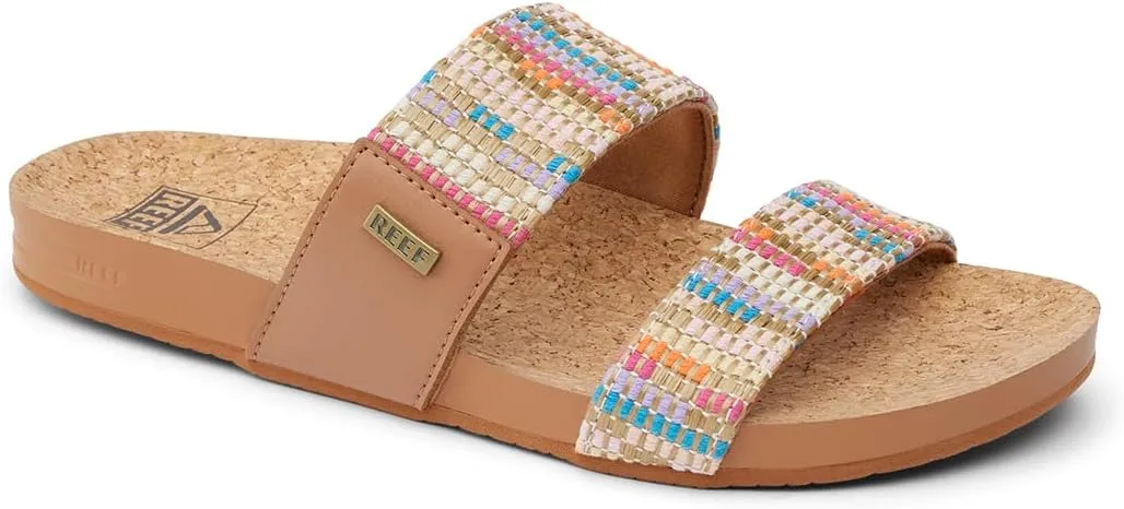 Reef Women's Cushion Vista Fashion Slide Sandal, Vegan Leather Strap, Soft Footbed