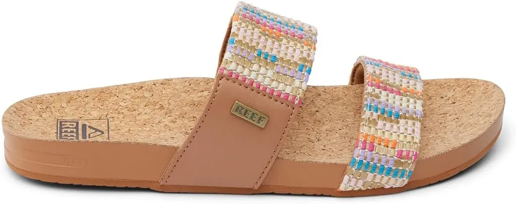 Reef Women's Cushion Vista Fashion Slide Sandal, Vegan Leather Strap, Soft Footbed