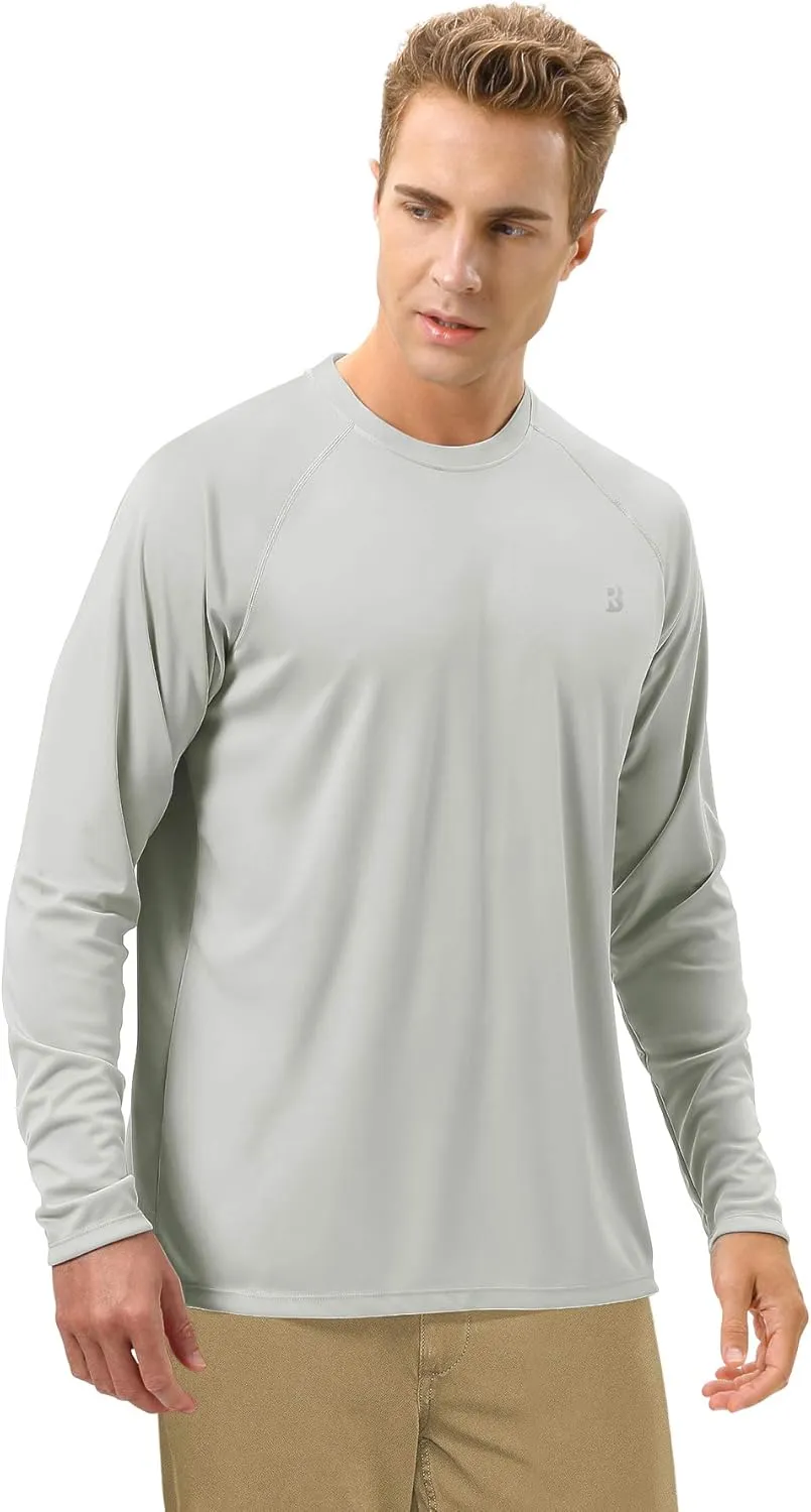Roadbox Mens UPF 50  UV Sun Protection Shirts Outdoor Long Sleeve SPF Rash Guard for Fishing Hiking Swimming Running