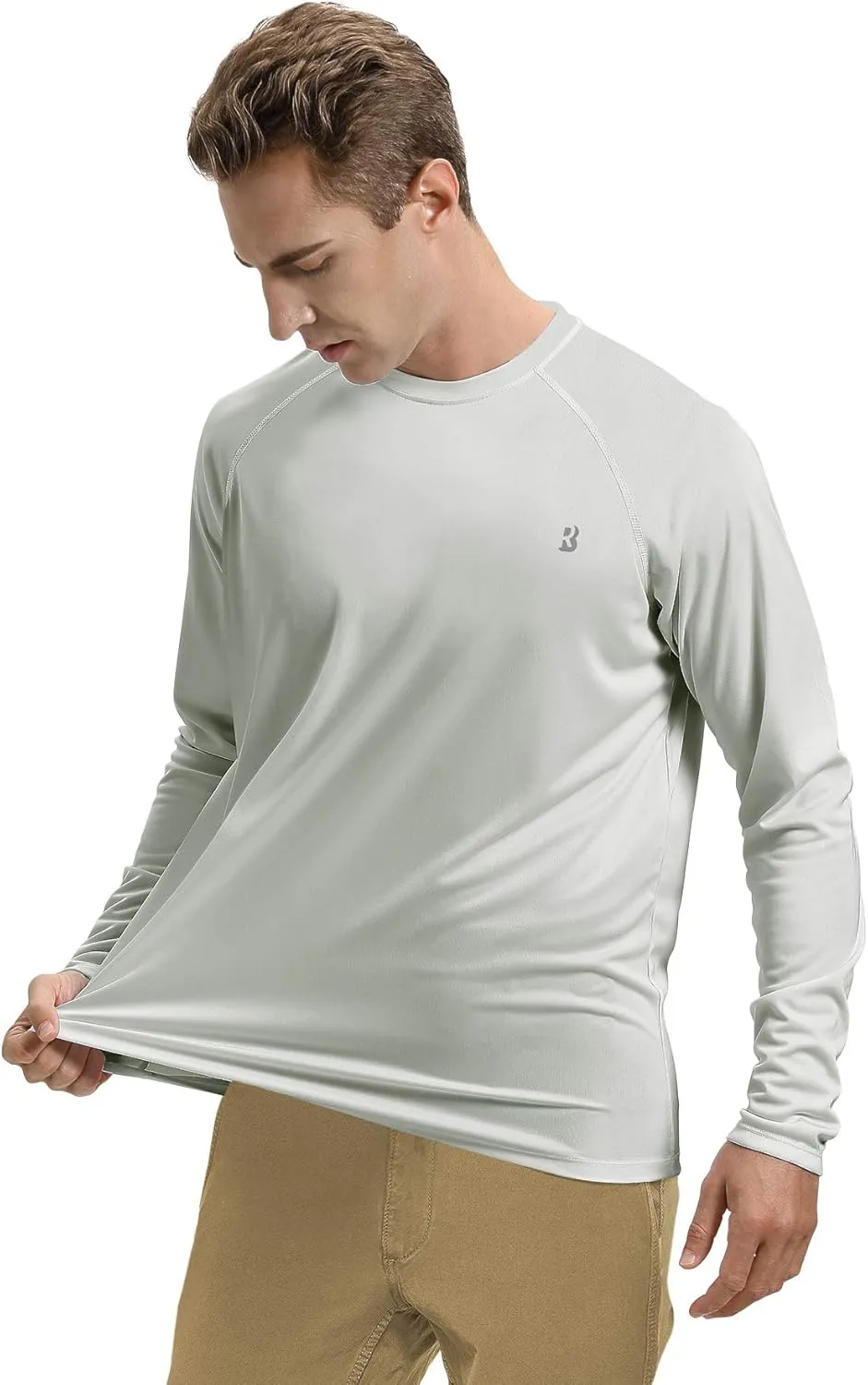 Roadbox Mens UPF 50  UV Sun Protection Shirts Outdoor Long Sleeve SPF Rash Guard for Fishing Hiking Swimming Running