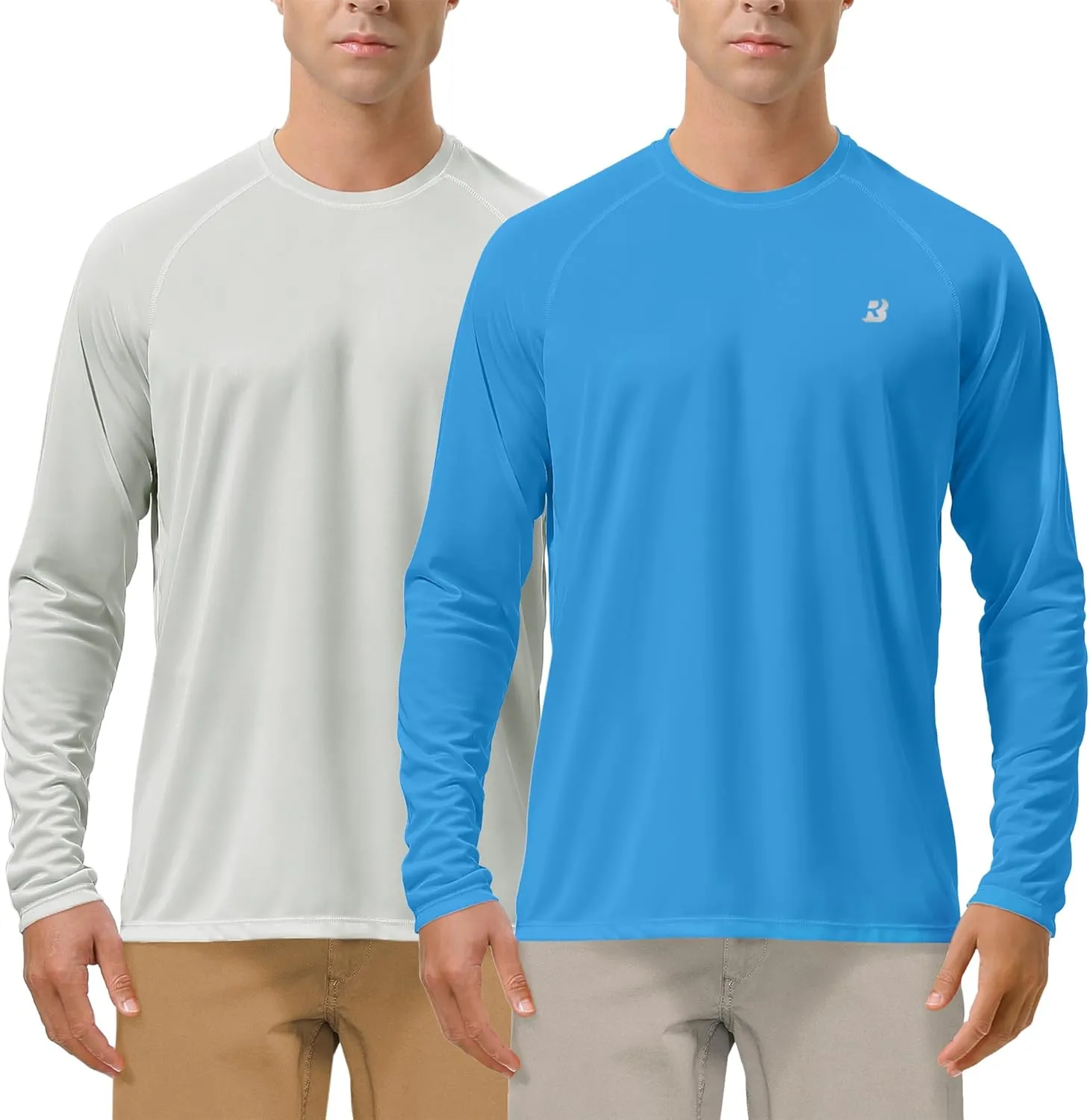 Roadbox Mens UPF 50  UV Sun Protection Shirts Outdoor Long Sleeve SPF Rash Guard for Fishing Hiking Swimming Running