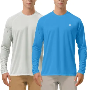 Roadbox Mens UPF 50  UV Sun Protection Shirts Outdoor Long Sleeve SPF Rash Guard for Fishing Hiking Swimming Running