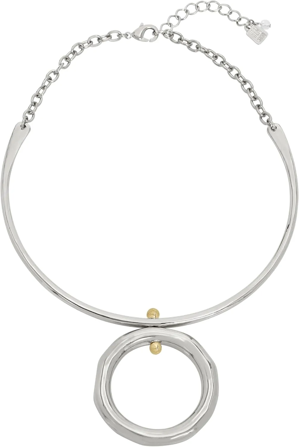Robert Lee Morris Soho Womens Open Circle Pendant Wire Necklace, Silver/Two-Tone