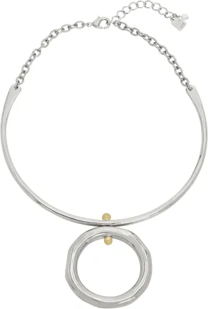 Robert Lee Morris Soho Womens Open Circle Pendant Wire Necklace, Silver/Two-Tone