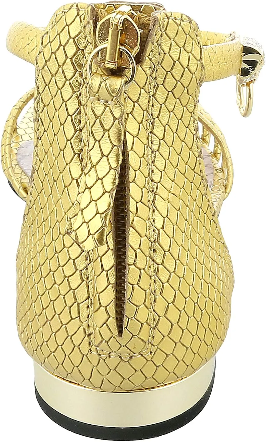 ROBERTO CAVALLI Class Gold Leather Classic Flat Sandal With Straps- for Womens