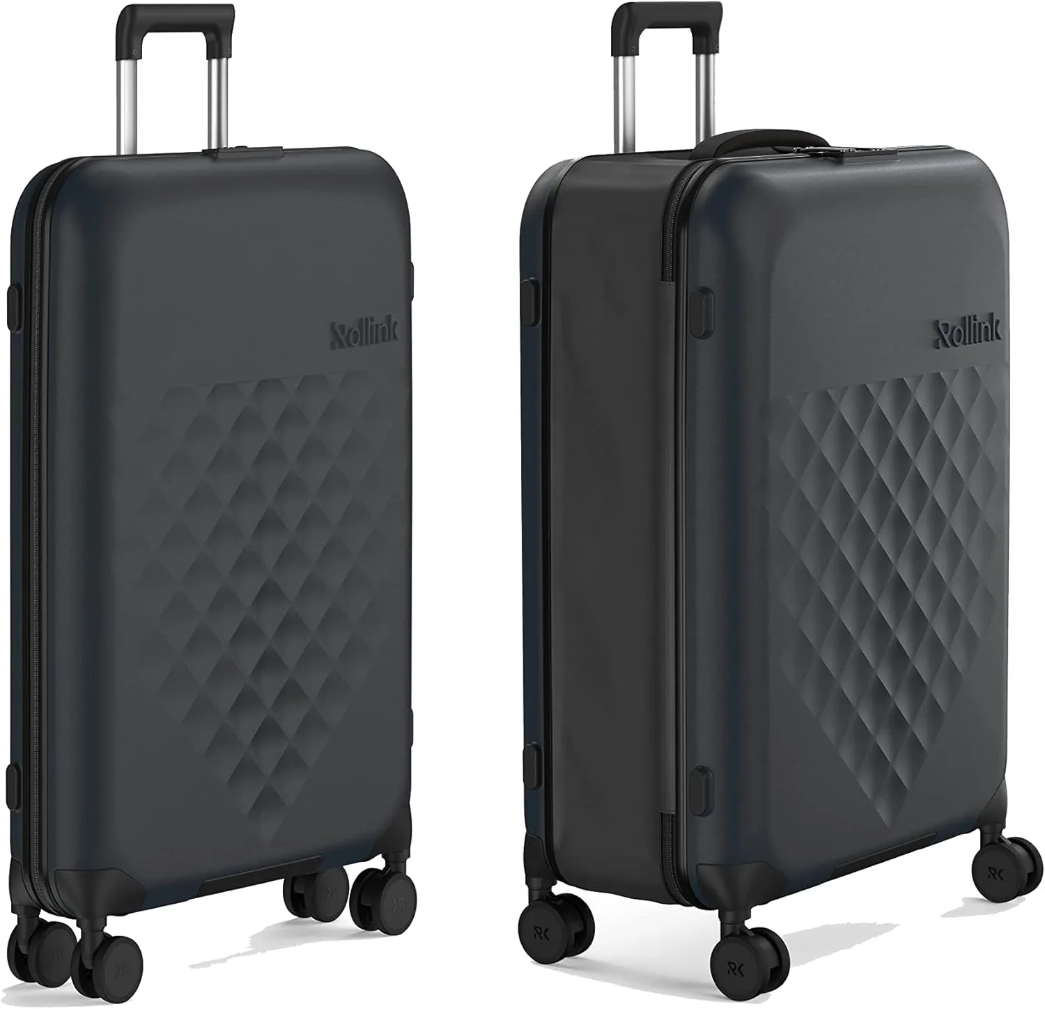 Rollink Flex 360 International Carry-On Fully Collapsible Suitcase - Hardshell, Smooth Double Spinner Wheels, Scratch, Water & Impact Resistant, TSA Lock, (Black, Carry-On International 21-Inch)