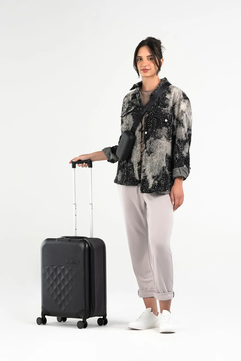 Rollink Flex 360 International Carry-On Fully Collapsible Suitcase - Hardshell, Smooth Double Spinner Wheels, Scratch, Water & Impact Resistant, TSA Lock, (Black, Carry-On International 21-Inch)