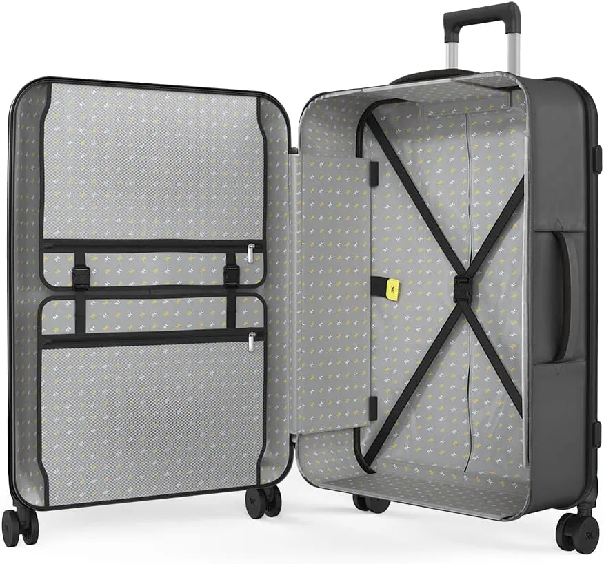 Rollink Flex 360 International Carry-On Fully Collapsible Suitcase - Hardshell, Smooth Double Spinner Wheels, Scratch, Water & Impact Resistant, TSA Lock, (Black, Carry-On International 21-Inch)