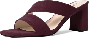 ROSERWISH Womens Open Toe Comfortable Suede Dating Slip On Casual Block Mid Heel Heeled Sandals 2.5 Inch