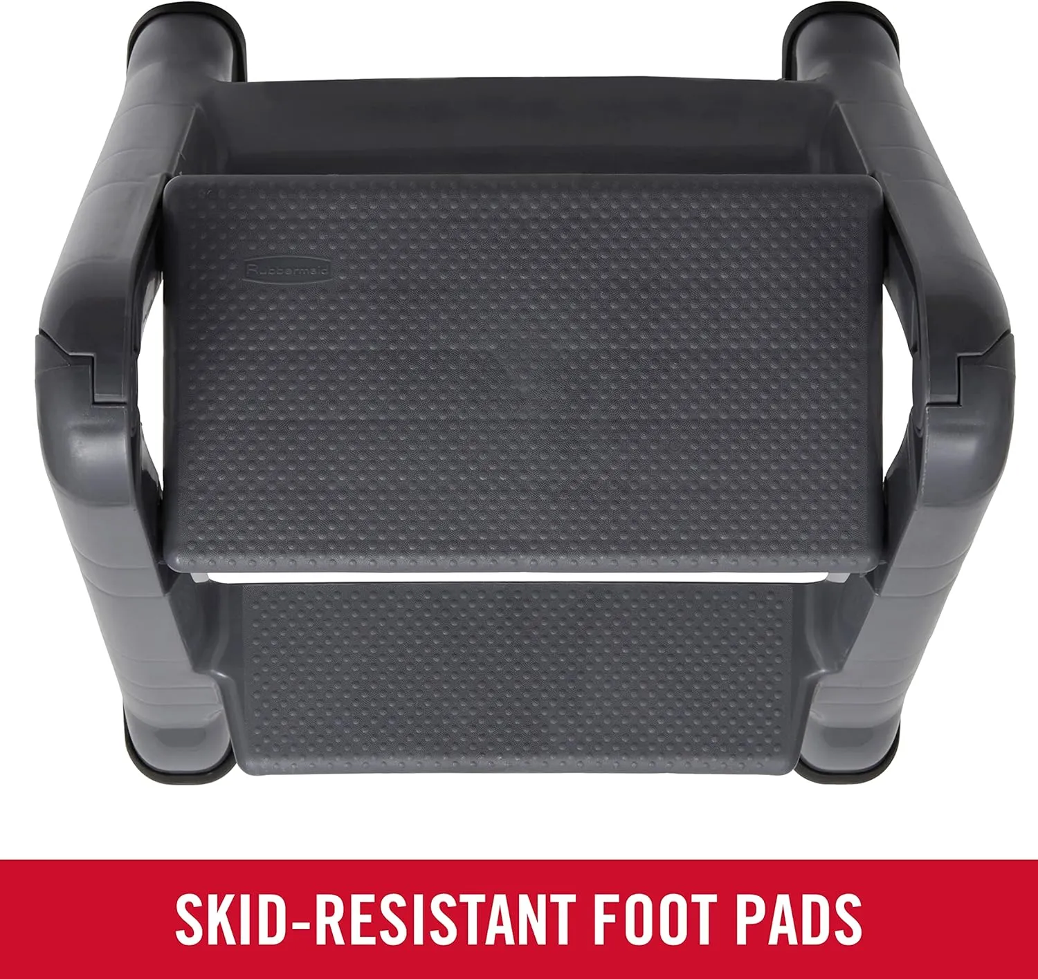 Rubbermaid Two-Step Folding Foot Stool 14-Inch High Gray 300-Pound Capacity Small Step Stool for Adults/Kids for Use in Library/Kitchen/Bathroom/Garage/Closet