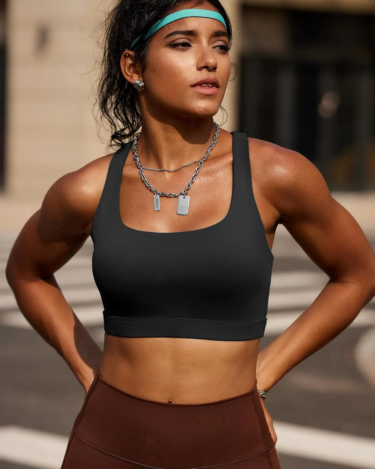 RUNNING GIRL High Impact Sports Bras for Women,Racerback Running Bra Workout Crop Tank Tops Longline Sports Bra Push up
