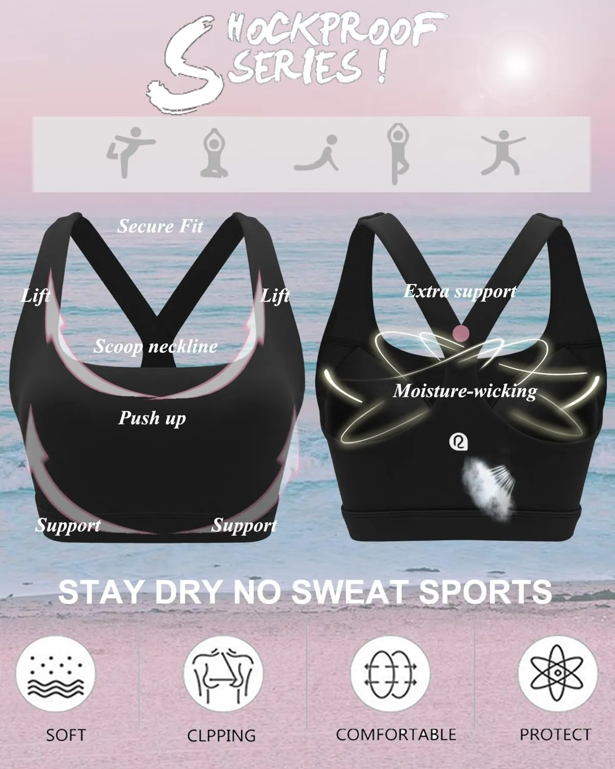 RUNNING GIRL High Impact Sports Bras for Women,Racerback Running Bra Workout Crop Tank Tops Longline Sports Bra Push up