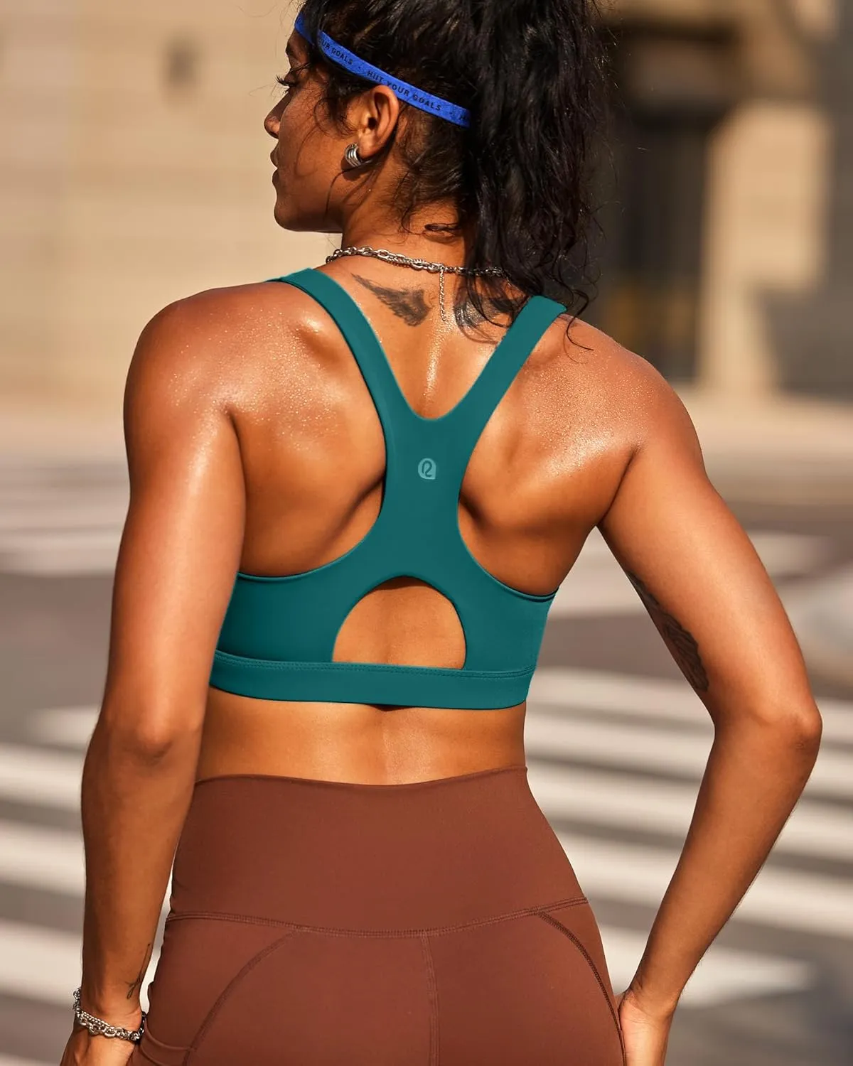 RUNNING GIRL Sports Bras for Women High Support,Racerback High Impact Grey Sports Bra Moulded Cup Workout Bra Push up