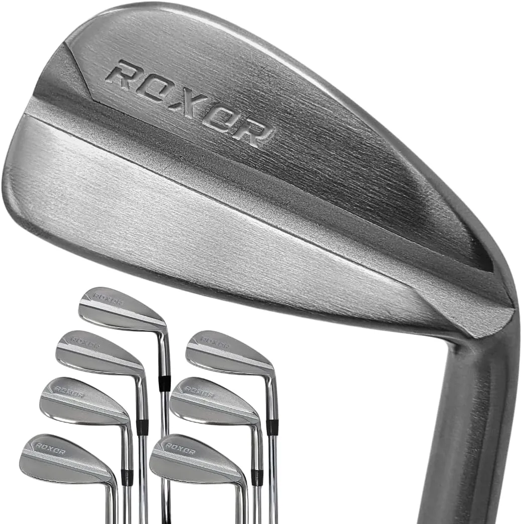RXR - Golf Full Iron Sets for Men - Regular Flex - 4,5,6,7,8,9 Pitching Wedge - Right Handed - Steel Shaft - New Superior Golf Club Iron Set Blades - Standard Length