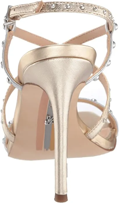 Sam Edelman Women's Lennox Heeled Sandal, Molten Gold/Soft Silver Metallic Leather, 9.5 M US