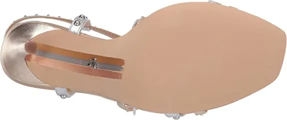 Sam Edelman Women's Lennox Heeled Sandal, Molten Gold/Soft Silver Metallic Leather, 9.5 M US