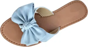 SAMANTHA Sandals Slip On Slide Flat with Twist Knot Bow