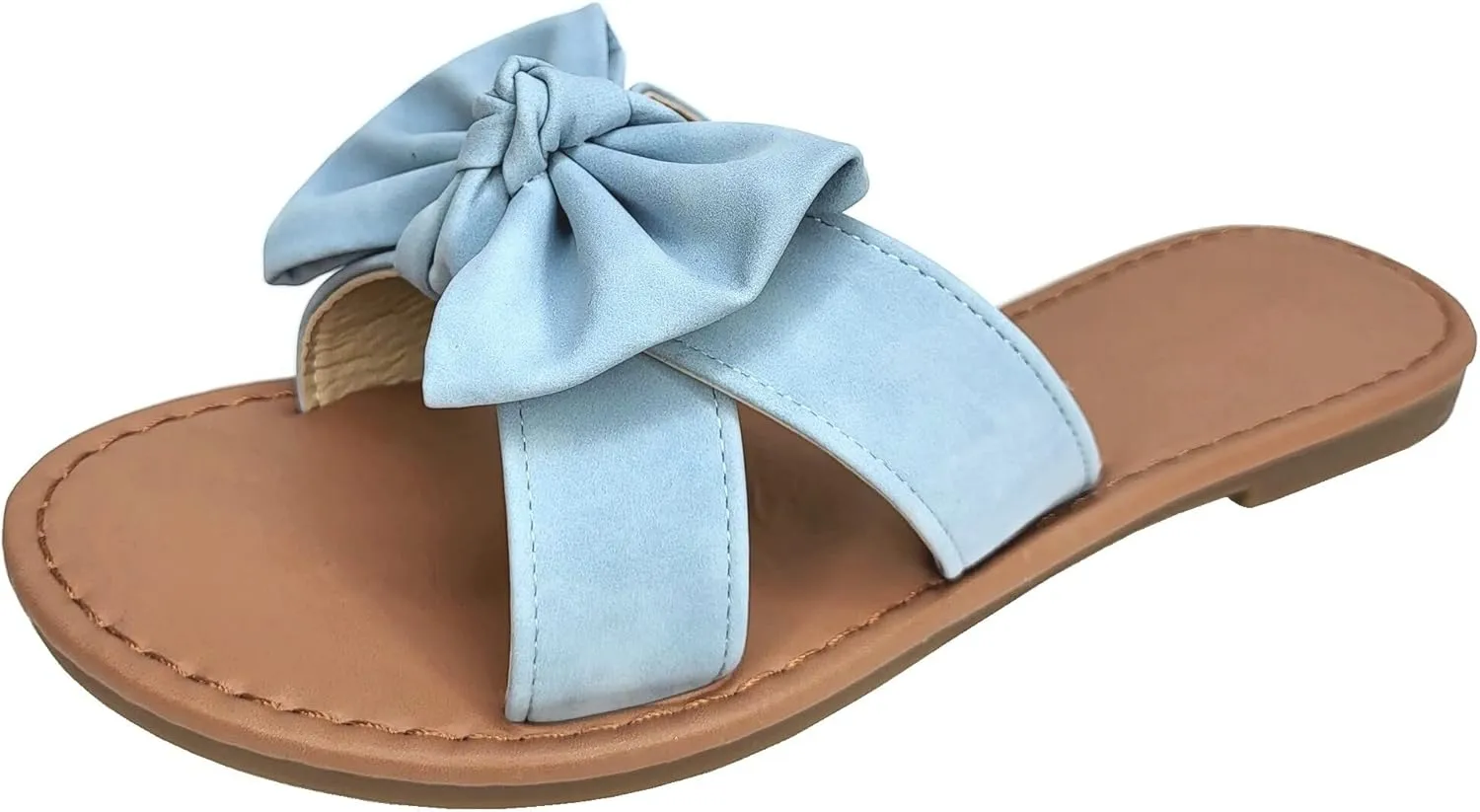 SAMANTHA Sandals Slip On Slide Flat with Twist Knot Bow