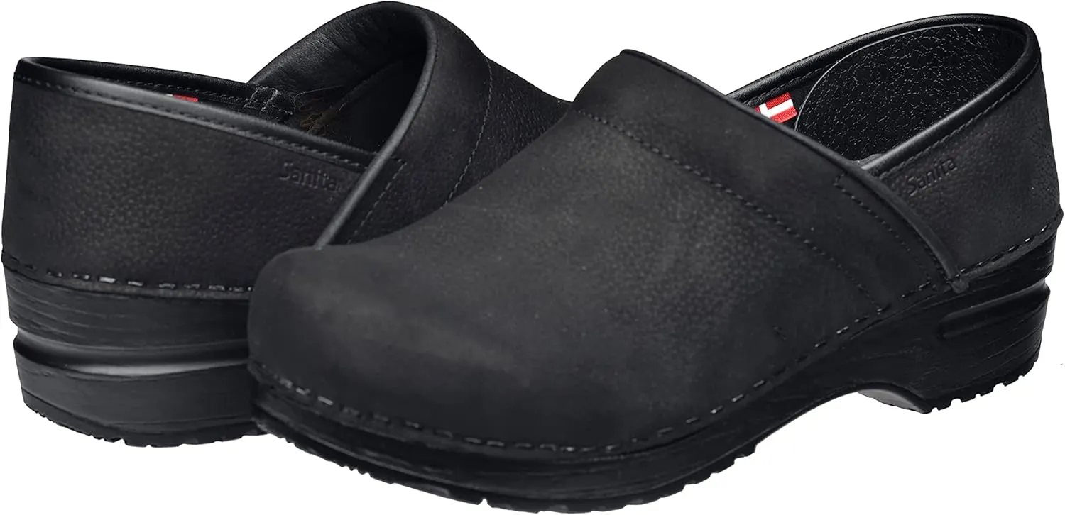 Sanita Pro Textured Oiled Professional Clogs for Women - Arch Support, Durable, Closed-Back Slip-On Shoes