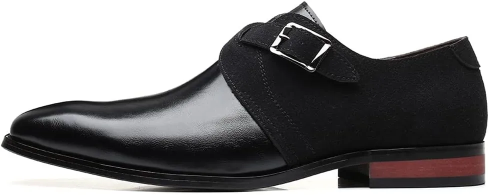 Santimon Mens Monk Strap Loafers Easy Slip-On Leather Dress Comfort Lightweight Driving Formal Business Classic Casual Shoes